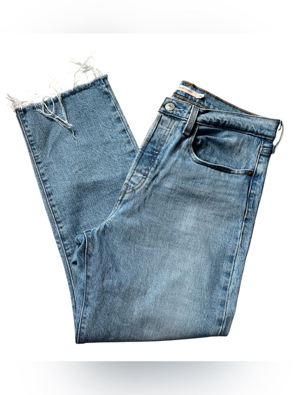 Levi's Wedgie Straight Leg Light Blue Cropped Ankle Jeans size 30